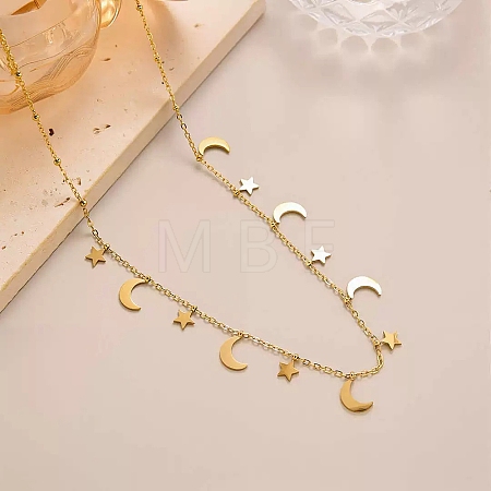 304 Stainless Steel Bib Necklaces for Women NJEW-A065-01B-G-1