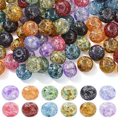 100Pcs Crackle & Baking Paint Transparent Glass Beads GLAA-CJ0003-03-1