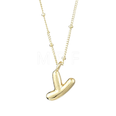 1Pc Initial Letter Brass Pendant Necklaces NJEW-YW0001-24Y-1