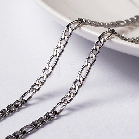 Non-Tarnish 3.28 Feet 304 Stainless Steel Figaro Chains X-CHS-H007-30P-1