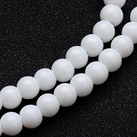 Opaque Color Glass Round Bead Strands X-GLAA-I026-4mm-02-1