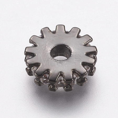 Brass Micro Pave Cubic Zirconia Bead Spacers ZIRC-E143-21B-1