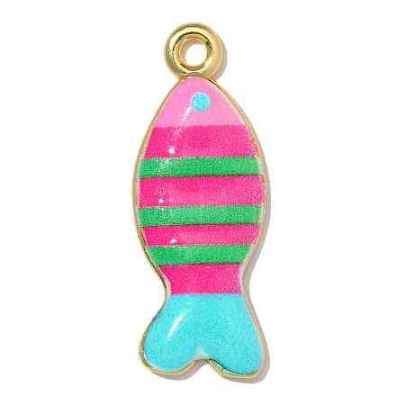 Printed Brass with Enamel Pendants KK-OY001-78G-02-1