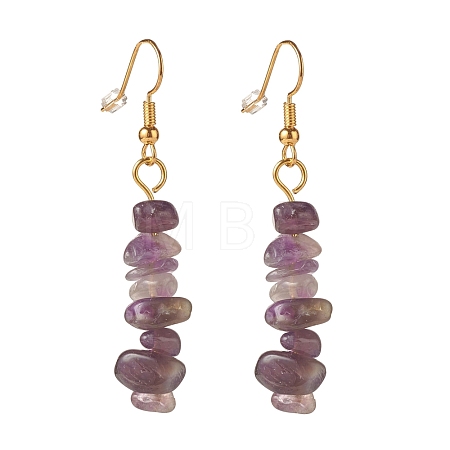 Natural Amethyst Chip Beaded Dangle Earrings EJEW-JE04788-05-1