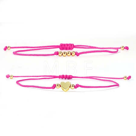 2Pcs 2 Styles Bohemian Brass Beads Braided Bead Bracelets BT1454-4-1
