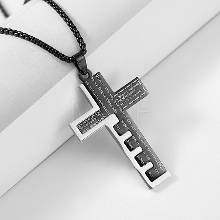 304 Stainless Steel Cross Pendant Snake Bone Chain Titanium Necklace Jewelry. QB4146-3-1