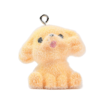 Animal Flocking Opaque Resin Pendants RESI-I353-01P-03-1