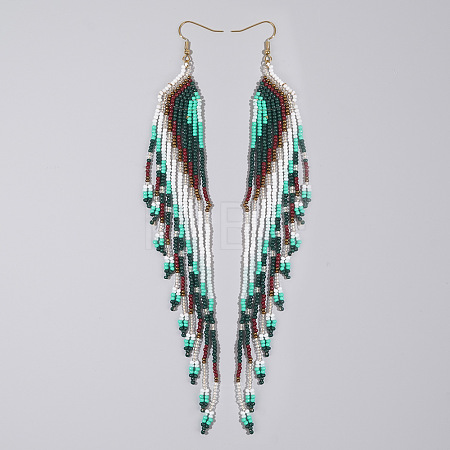 Bohemian Long Tassel Glass Seed Beaded Dangle Earrings for Women LS-IW9172-2-1