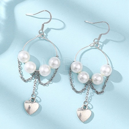 Brass Heart Dangle Earrings EJEW-JE06805-1