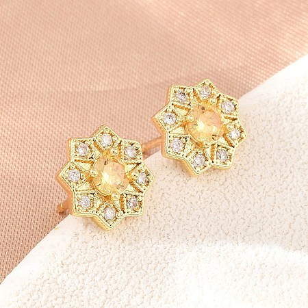 Brass Micro Pave Cubic Zirconia Stud Earrings for Women KK-A305-03G-01-1