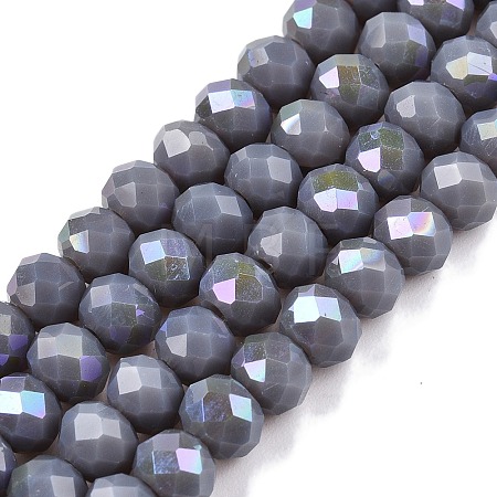 Electroplate Opaque Solid Color Glass Beads Strands EGLA-A044-P6mm-L10-1