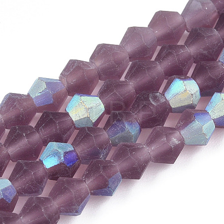 Imitate Austrian Crystal Bicone Frosted Glass Beads Strands GLAA-F029-TM4mm-A04-1