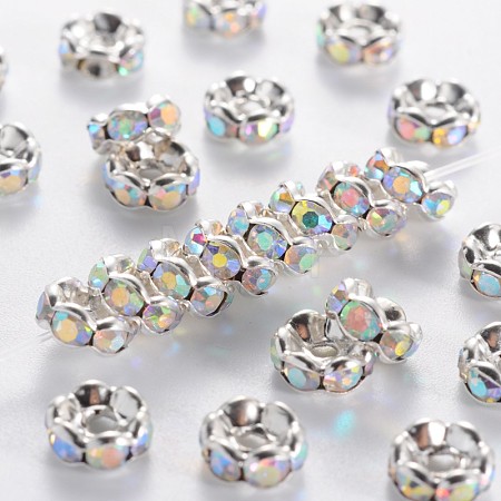 Brass Grade A Rhinestone Spacer Beads RSB028NF-02-1