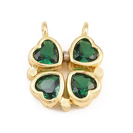 Brass Micro Pave Green Cubic Zirconia Split Pendants KK-E798-04G-1