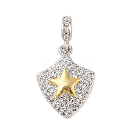 Rack Plating Brass Micro Pave Clear Cubic Zirconia Pendants KK-S380-37A-P-1