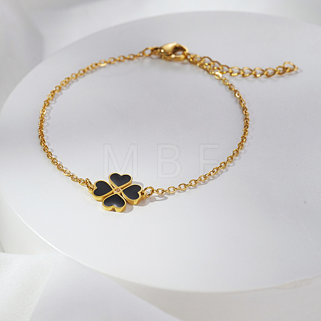 Stainless Steel Heart-shape Clover Link Bracelets OH1703-2-1
