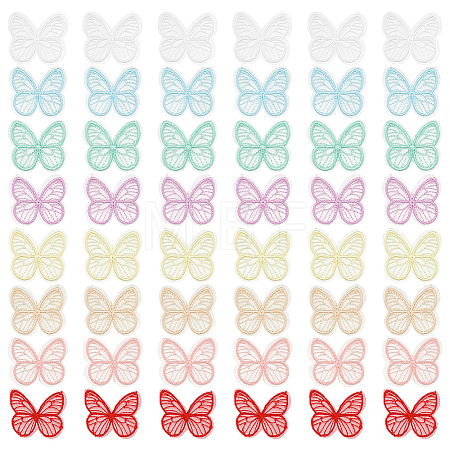 48Pcs 8 Colors Butterfly Shape Cloth Embroidery Applqiues PATC-FG0002-16-1
