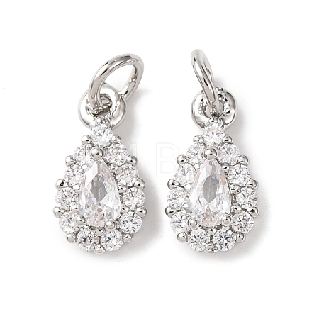 Brass Micro Pave Cubic Zirconia Charms RB-I077-15P-RS-1