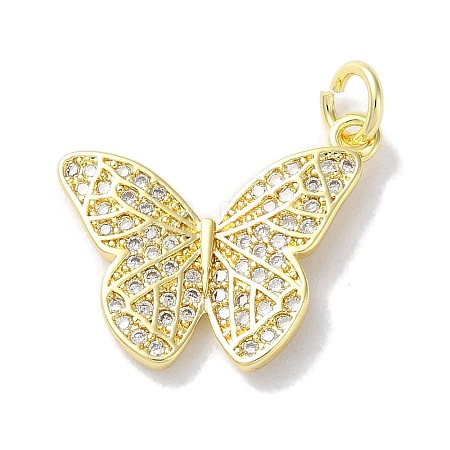 Rack Plating Brass Micro Pave Clear Cubic Zirconia Pendants KK-Z039-20G-1