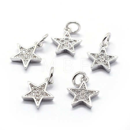 Brass Micro Pave Cubic Zirconia Charms X-ZIRC-G087-35P-1