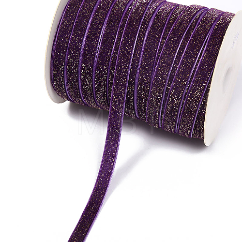 Single Face Velvet Ribbons with Glitter Powder FABR-PW0003-06G-1