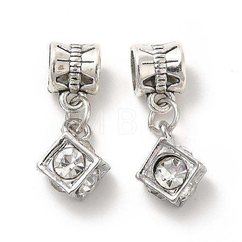 Rack Plating Alloy Crystal Rhinestone European Dangle Charms PALLOY-P289-02P-1