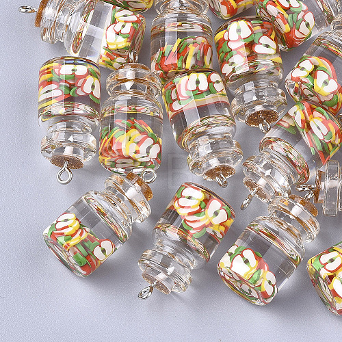 Glass Bottle Pendants X-GLAA-T001-04C-1