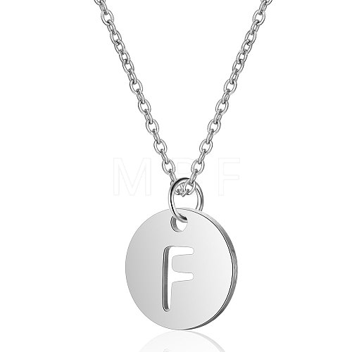 201 Stainless Steel Initial Pendants Necklaces NJEW-S069-TN507-F-1