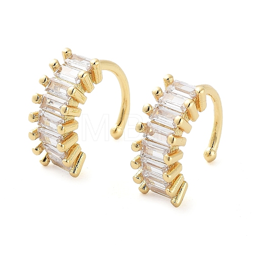 Brass Micro Pave Cubic Zirconia Cuff Earrings for Women EJEW-D088-06G-1