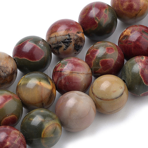 Natural Polychrome Jasper/Picasso Stone/Picasso Jasper Beads Strands G-S259-23-8mm-1