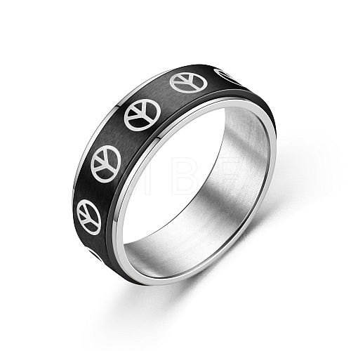 Peace Sign Stainless Steel Rotating Finger Ring PW-WG33148-04-1