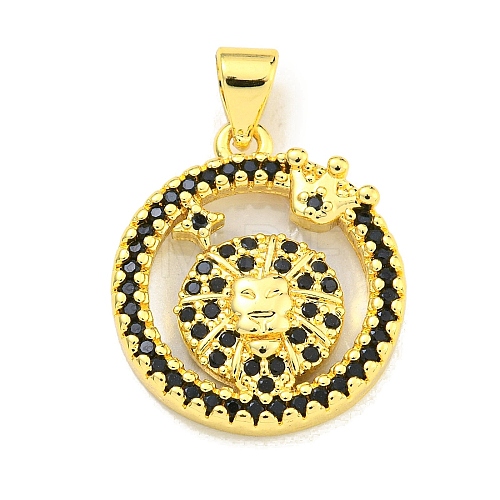 Brass Micro Pave Clear Cubic Zirconia Pendants KK-K354-04G-07-1