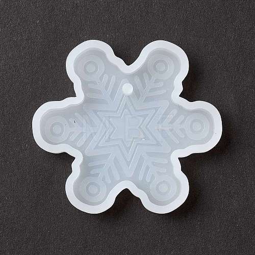 Christmas Theme DIY Snowflake Pendant Silicone Molds DIY-K054-16-1