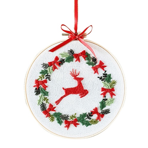 Christmas Themed DIY Embroidery Cup Mat Sets DIY-P021-B04-1