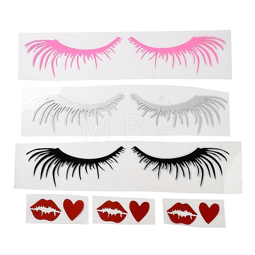 SUPERFINDINGS 6 Sets 3 Colors PVC Eyelashes & Lips Car Decorative Stickers DIY-FH0006-46-1