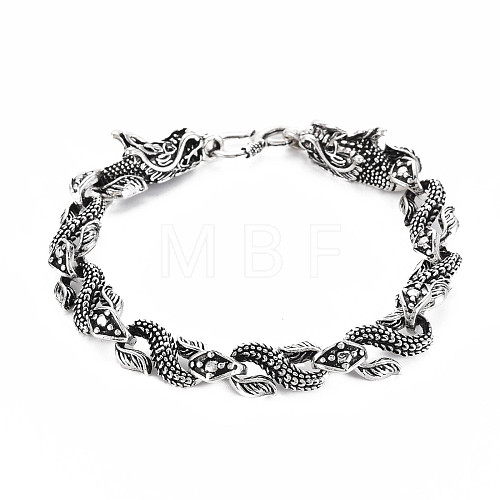 Alloy Dragon Link Chain Bracelet for Men Women BJEW-N015-011-1