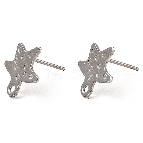 201 Stainless Steel Star Stud Earrings Settings STAS-Q251-09P-1