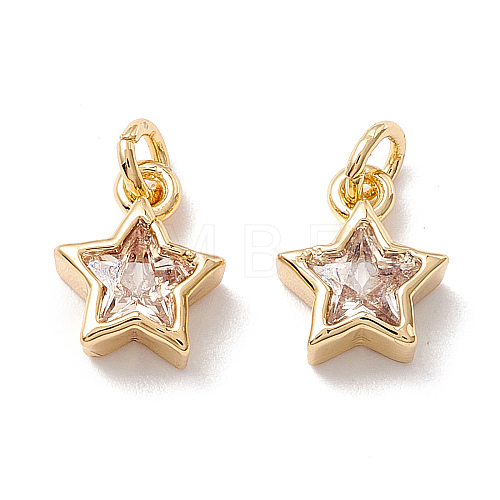 Brass Cubic Zirconia Charms FIND-Z005-02B-1