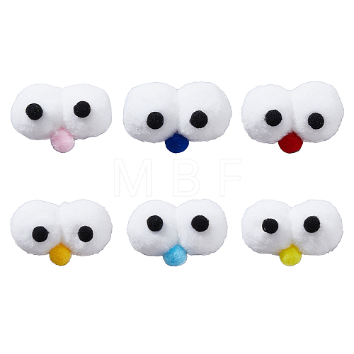36Pcs 6 Colors DIY Craft Cartoon Movable Eye High-elastic Pom Pom Ball DIY-FH0005-60-1