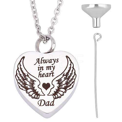 Dad Always in My Heart Wing Urn Pendant Necklace STAS-CN0001-10B-1