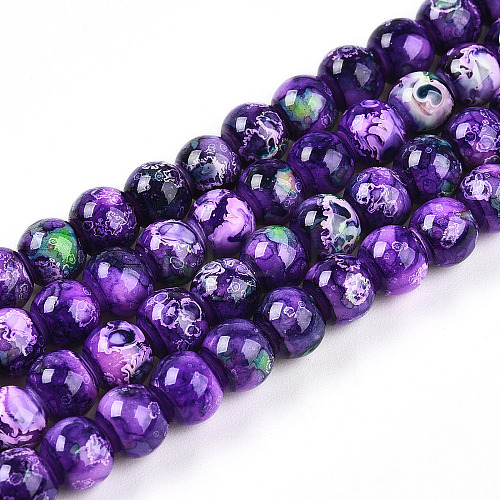 Baking Painted Glass Beads Strands DGLA-N003-6mm-A07-1