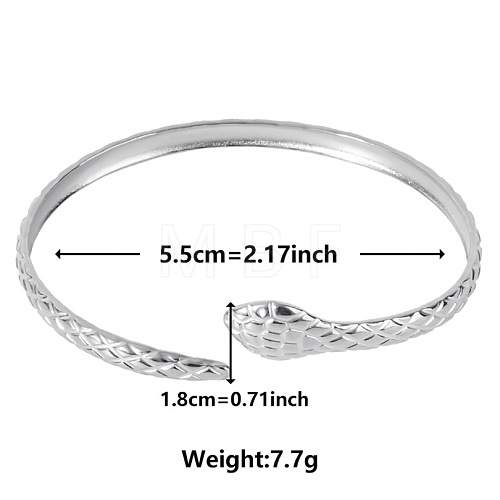 Non-Tarnish Elegant and Stylish Design Snake Shape 304 Stainless Steel Cuff Bangles for Women UQ4191-1-1