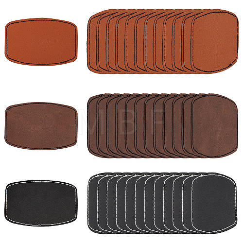 Olycraft 39Pcs 3 Colors PU Imitation Leather Blank Sublimation Clothes Labels DIY-OC0010-79-1