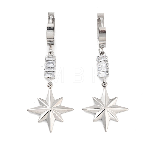 Star 304 Stainless Steel Dangle Earrings EJEW-L283-077P-1