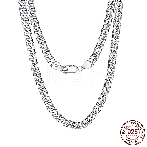 925 Sterling Silver Cuban Link Chain Necklace NJEW-I124-002-A-1