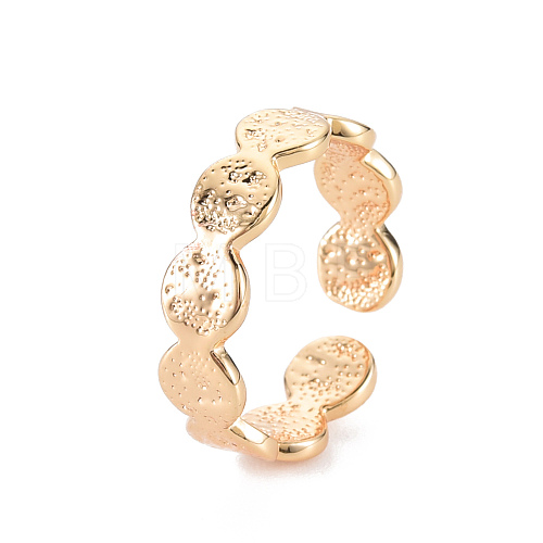 Textured Flat Round Brass Cuff Rings for Women KK-S356-572-NF-1