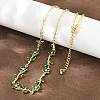 Brass Pave Cubic Zirconia Flower Link Chain Necklaces KK-CBA4547-18G-03-2