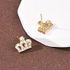 Crown Brass Micro Pave Clear Cubic Zirconia Stud Earrings EJEW-H178-13G-3