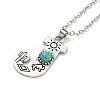 Letter A~Z Antique Silver Plated Alloy with Synthetic Turquoise Pendant Necklaces NJEW-G080-01J-2