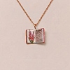 Brass Enamel Book Pendant Necklaces for Women KK-CBAF5B9-01G-08-1